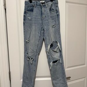 Pistola Distressed Straight-Leg Jeans – Size 24